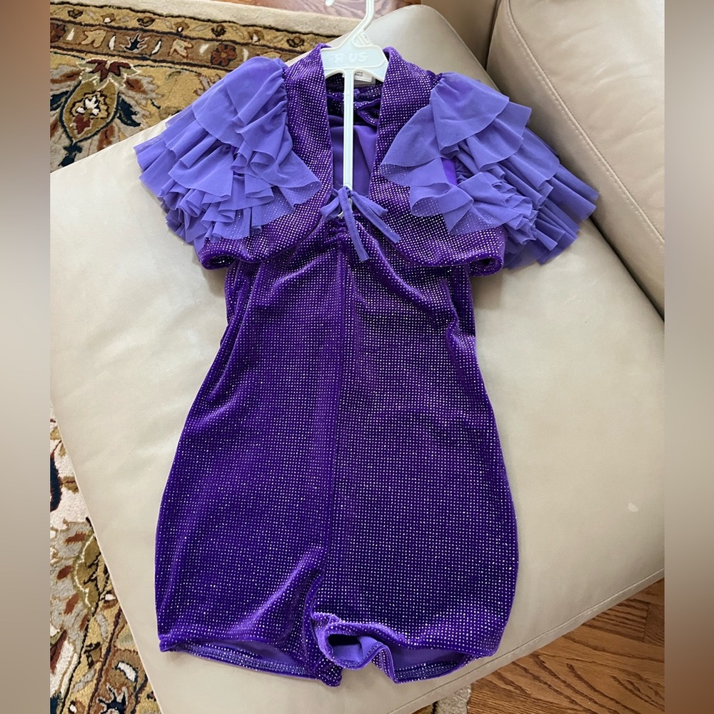 Girls Purple 2-piece Ruffled vest, halter top Outfit, Great for Halloween!!